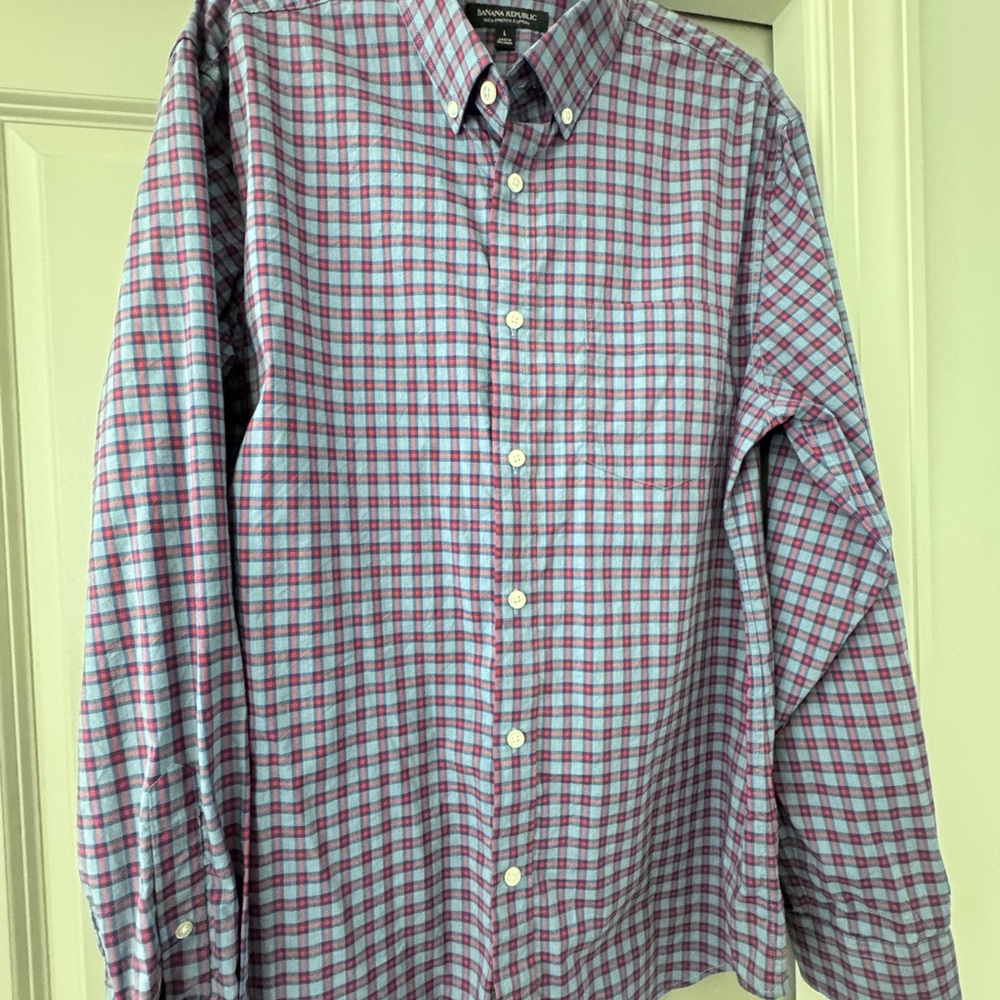Men's Blue and Purple Checkered Shirt
